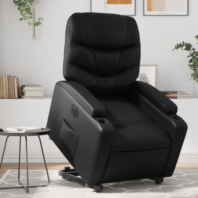 vidaXL Fotoliu rabatabil electric cu ridicare, negru, piele ecologică 3204672 foto