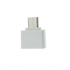 Adaptor OTG USB 2.0 mama la microUSB tata, alimentare, conectare si transfer de date, alb