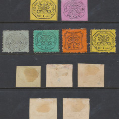 ITALIA Statul Papal Vatican 1867-68 lot 9 timbre clasice cu nominal in centi