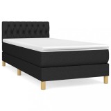 Cumpara ieftin Pat box spring cu saltea, negru, 80x200 cm, textil