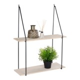 Cumpara ieftin Haag polc, 2 nat&uacute;r fa polccal, fekete keret 55x21 cm