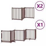 Cumpara ieftin Poarta caini pliabila cu usa 12 panouri maro 600 cm, lemn plop