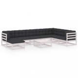 Cumpara ieftin Set mobilier de gradina cu perne, 9 piese, lemn masiv de pin