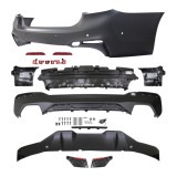 Set bara spate BMW Seria 5 (G30), 05.2017-08.20, cu suport inferior, cu catadioptri, cu gauri senzori parcare; grunduit, de vopsit; type M-Performanc