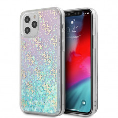 Husa Cover Guess 4G Liquid Glitter Iridescent pentru iPhone 12 Pro Max Clear foto