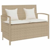 Banca Depozitare Gradina vidaXL, Polirattan Bej, 111x56x87cm, Perna Inclusa, Husa Lavabila, Sac Impermeabil