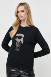 Cumpara ieftin Karl Lagerfeld bluza femei, culoarea negru, cu imprimeu