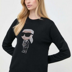 Karl Lagerfeld bluza femei, culoarea negru, cu imprimeu