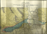 Harta / Litografie geologică MORENI-GURA OCNITEI / DAMBOVITA 1927 - 35,5 / 47cm.