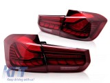 Set de stopuri LED potrivit pentru BMW Seria 3 F30 sedan 2011-2018, baza rosie, stanga si dreapta Performance AutoTuning