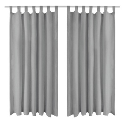 Draperii micro-satin cu bride, 2 buc, 140 x 225 cm, gri foto