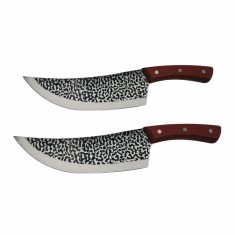 Set doua cutite de bucatarie DEPOX&reg;, Japanese Soul, lucrate manual, otel damasc, maner lemn, maro