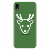 Husa silicon pentru Apple Iphone XR, Minimal Reindeer Illustration Green