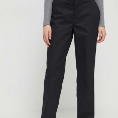 Dickies pantaloni 874 femei, culoarea negru, drept, high waist