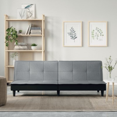 vidaXL Canapea extensibilă, gri deschis, material textil foto