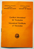 O.096 ROMANIA RSR CERTIFICAT INTERNATIONAL DE VACCINATION VACCINARE VACCIN, Romania de la 1950, Documente