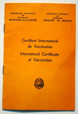O.096 ROMANIA RSR CERTIFICAT INTERNATIONAL DE VACCINATION VACCINARE VACCIN foto