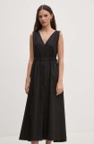 Sandro Ferrone rochie din bumbac culoarea negru, midi, evazată, SFS7XBDMADA