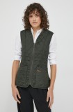 Barbour vesta femei, culoarea verde, de tranzitie