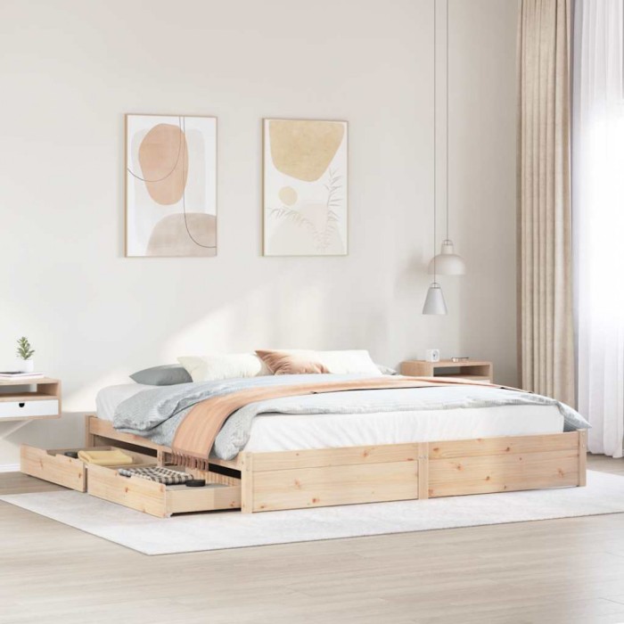 Gossi cadru de pat fara saltea, 180x200 cm, lemn masiv pin