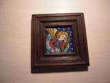 Icoana pe sticla INGERAS Angela Ludosanu, 10x10 cm, rama 20x20 cm. Tablou pictor roman, arta religioasa, decoratiune