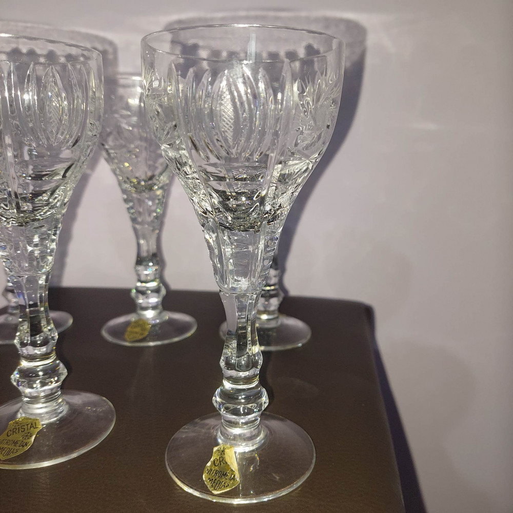 Pahare cristal vitrometan medias,set 6 pahare vechi Cristal originala  eticheta | Okazii.ro