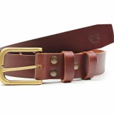 Cumpara ieftin Curea piele naturala 40 mm, Leda, maro inchis, catarama solida