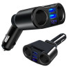 Incarcator auto splitter bricheta 2 x USB cu Led si afisaj Negru, Dactylion