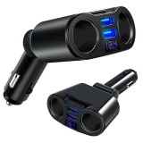 Cumpara ieftin Incarcator auto splitter bricheta 2 x USB cu Led si afisaj Negru