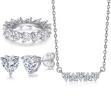 Cumpara ieftin Set Bijuterii din Argint 925 , zPure Love, , Colier, Inel Eternity E i Cercei cu Zirconii A n Forma de Inima