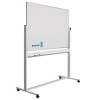 Tabla alba magnetica, dubla fata, rotativa, 100 x 150 cm, pe stand mobil, profil aluminiu RC, SMIT