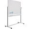 Tabla alba magnetica, dubla fata, rotativa, 100 x 150 cm, pe stand mobil, profil aluminiu RC, SMIT