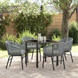 vidaXL Set de masă pentru grădină 5 pcs Gri Rattan poli