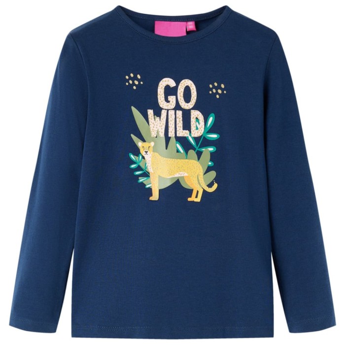 Tricou pentru copii cu m&acirc;neci lungi, bleumarin, 140