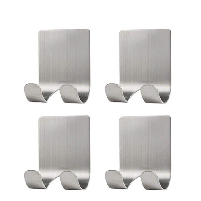 Set 4 suporti universali de perete, din inox, 6x4.5cm - Argintiu