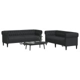 VidaXL Set de canapele, 2 piese, negru, material textil