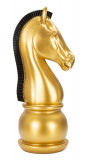 Statueta decorativa / Piesa de sah Cal, Gold Horse, Mauro Ferretti, &Oslash;18.5 x 50 cm, polirasina, auriu/negru