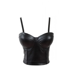 Corset Piele Ecologica Cupe Intarite Negru S