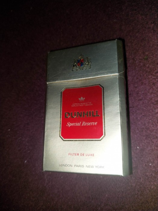 Reclama veche,PACHET vechi TIGARI&quot;DUNHILL&quot;Special Reserve-cartonat-gol-London