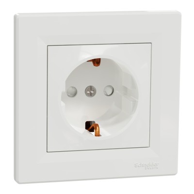 Priza simpla schuko cu protectie copii Schneider Asfora alb EPH2900221 foto