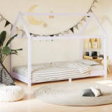 VidaXL Cadru pat de copii, alb, 70 x 140 cm, lemn masiv de pin