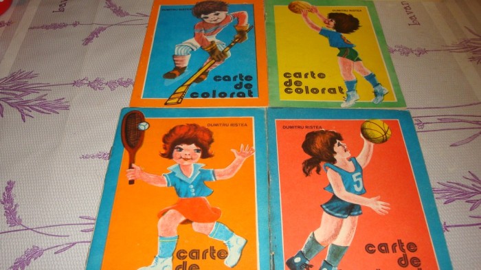 Dumitru Ristea - Campionii - carti de colorat ( doar 4 din 5 , cate ar fi trebuit ) - 1976