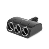 Distribuitor priza bricheta auto AMiO 12V 24V 120W la 90 grade, adaptor cu 3 prize pentru alimentare simultana in autoturisme, camioane, camper si