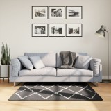 vidaXL Covor pufos &quot;PAMPLONA&quot; fire &icirc;nalte negru/crem modern 120x120 cm