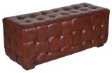 Banca Chesterfield din lemn masiv cu tapiterie din piele MAR320