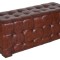 Banca Chesterfield din lemn masiv cu tapiterie din piele MAR320