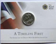 Marea Britanie 20 lire pounds 2013 A TIMELESS FIRST, George and the dragon foto