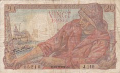 FRANTA 20 francs 10-2-1944 VF!!! foto