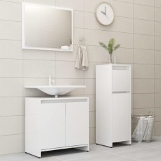 vidaXL Set mobilier de baie, 3 piese, alb, lemn prelucrat 3056925