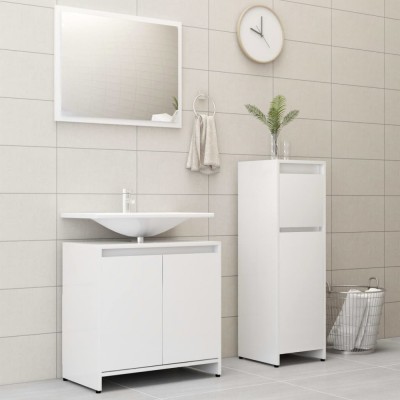 Gossi set mobilier de baie, 3 piese, alb, lemn prelucrat foto